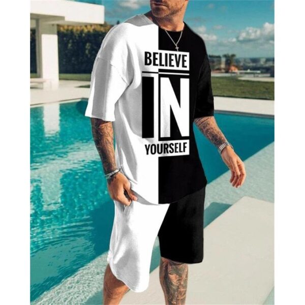 2 Piece Set For Men T Shirt Beach Short